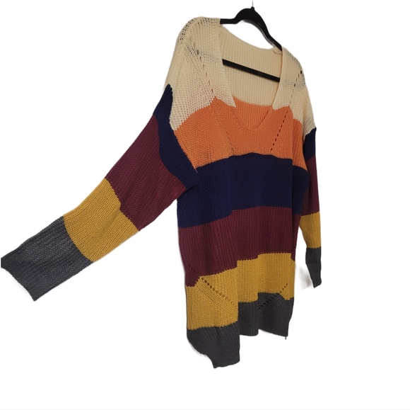 Vestiges Striped Pullover Sweater Size XL Cream Peach - Picture 2 of 5